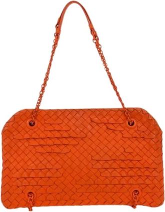 Bottega Veneta Pre-owned Intrecciato schoudertas - Dames - Vintage Schoudertas - Oranje - ONE Size - Leer - Vintage