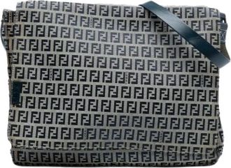 Fendi Pre-owned Canvas Crossbody Bag - Dames - Vintage Schoudertas - Grijs - ONE Size - Leer - Vintage