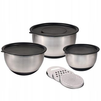 KESPER Set De 3 Boles Plateados Negros De Acero Inoxidable
