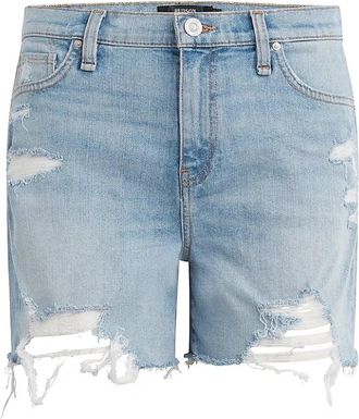 Hudson Womens Hudson Devon Cut-Off Shorts Blue Denim Destructed Streetwear JZZ354