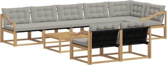 vidaXL Conjunto De Sof&aacute;s De Exterior 9 Uds. Blanco Y Gris Claro Vidaxl