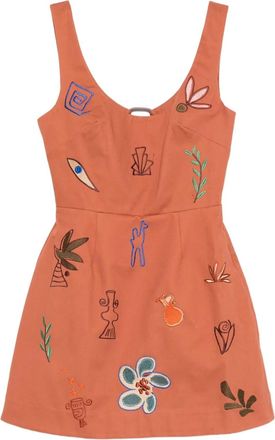 Alemais x LRNLE Abito corto con ricamo Dusty - Arancione