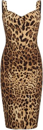 Dolce & Gabbana Jurk met korset-stijl en luipaardprint - Dames - Casual kleedjes - Veelkleurig - XL - Kleedjes