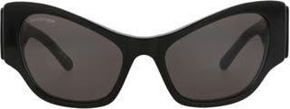 Balenciaga 56mm Cat Eye Sunglasses in Black Black Grey at Nordstrom Rack