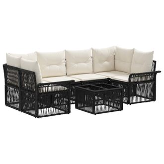 vidaXL Set Divano Da Giardino 7 Pz Nero Polyrattan Vidaxl