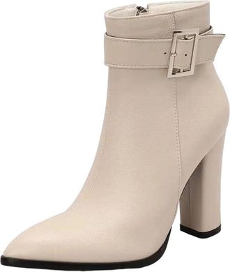 Generic Womens Classic Ankle Boots Pointed Toe Block Heel 10cm Shoes