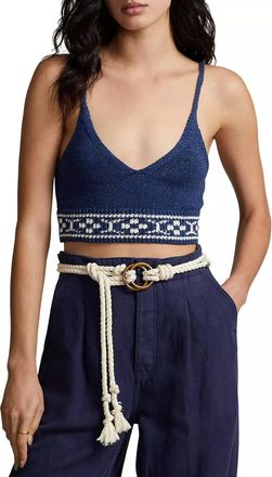 Polo Ralph Lauren Cotton-Linen Bralette In Blue