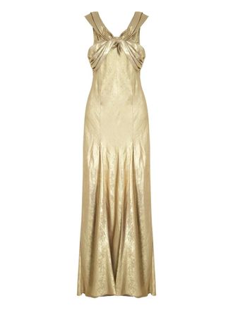 Isolda twisted open-back maxi dress - women - Polyester - 38 - Gold