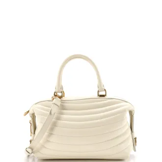Ferragamo Convertible Top Handle Bowling Bag Quilted Leather