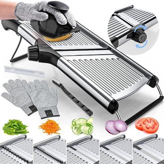 OEM Cortador De Verduras Multifuncional, De Acero Inoxidable, Ajustable Y Apto Para Lavavajillas, Con Guantes Y Cepillo, Para La Cocina