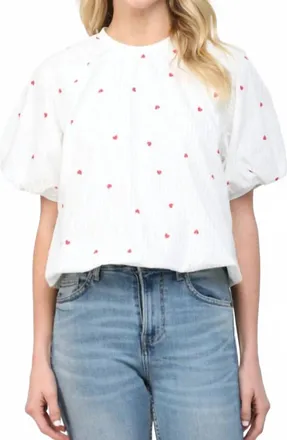 Fate Pinstripe And Heart Top In White