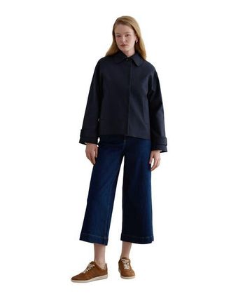 Hobbs London Frida Collared Cropped Trench Coat in Hobbs Navy at Nordstrom, Size 16