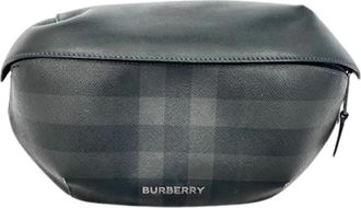 Burberry Pre-owned Sonny Check Waist Bag - Dames - Vintage Heuptassen - Grijs - ONE Size - Leer - Vintage