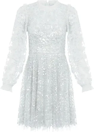 Needle & Thread Seren sequin-embellished floral dress - women - Recycled Fabric - M - Blue