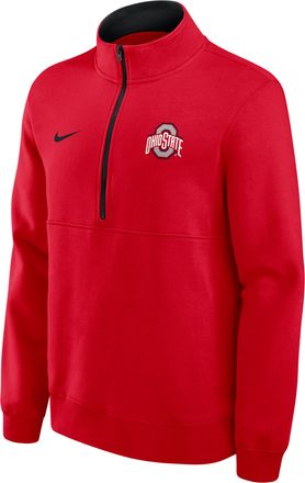 Nike Ohio State Primetime Primary Logo Nike Mens College 1/2-Zip Crew in Red | 02JW064YOH-G24