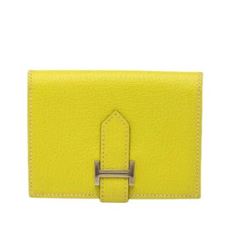 Herm&egrave;s Tweedehands leren portemonnees - Dames - Pre-owned - Geel - Maat: ONE Size Leer