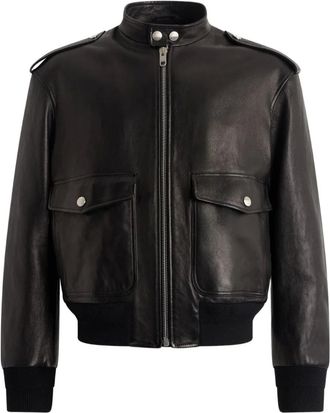 Bally Giacca in pelle con spalline e tasche - Nero