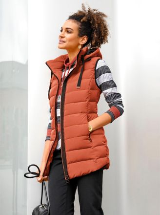 Casual Looks Steppweste CASUAL LOOKS, Damen, Gr. 36, rot (rostrot), 100% Polyester, unifarben, Westen Steppweste