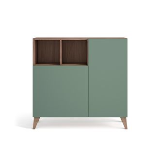 HERDASA Zapatero Estocolmo, En Melamina Nogal Y Puertas Verde