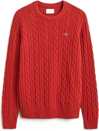 GANT Lambswool Cable C-Neck - - Knitwear - Uomo - Arancione - L