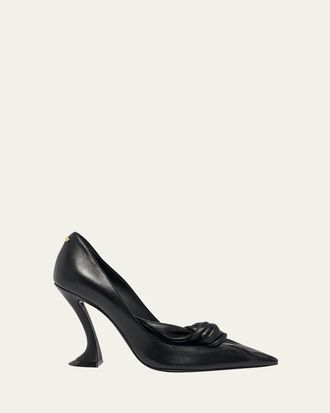 Lanvin 100mm Leather Bow Pumps