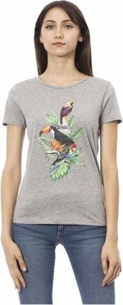 Trussardi Casual T-shirt met korte mouwen en frontprint - Dames - T-shirts - Grijs - XL - Tops