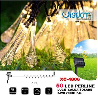 Trade Shop Trade Shop - Catena Luminosa 50 Gocce Luminose Led Ad Energia Solare Ip44 Luce Calda Xc-4806