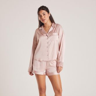 Lounge Sparkle Satin Pyjama Shirt - Blush - XXL - The Perfect Gift For Her
