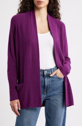 Caslon Open Front Cardigan in Purple Dark at Nordstrom Rack, Size Small