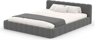 Concept Usine Cama estilo nube 140x190cm en terciopelo gris