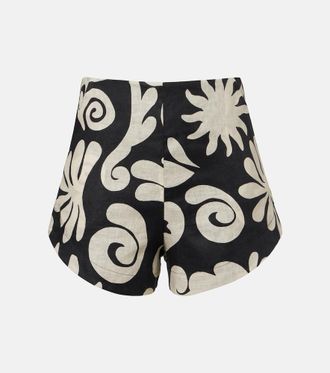 Cala de la Cruz Shorts Bahamas in lino con stampa