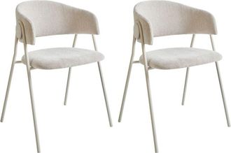 Beliani Set of 2 Dining Chairs ALANSON Chenille Light Beige