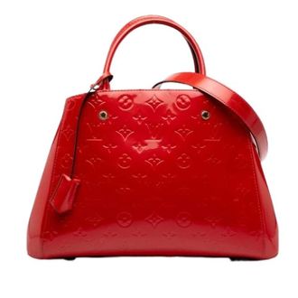 Louis Vuitton Pre-owned Montaigne MM - Dames - Pre-owned - Rood - Maat: ONE Size Leer