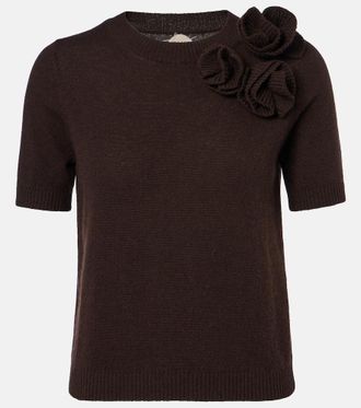 Jardin Des Orangers Floral-appliqu&eacute; wool and cashmere sweater