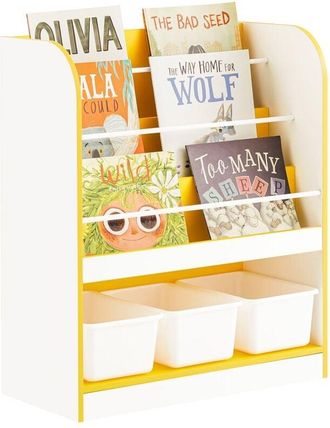 SoBuy Kmb108-g Librer&iacute;a Infantil Con 3 Compartimentos Y 3 Cajas Extra&iacute;bles Amarilo - Sobuy