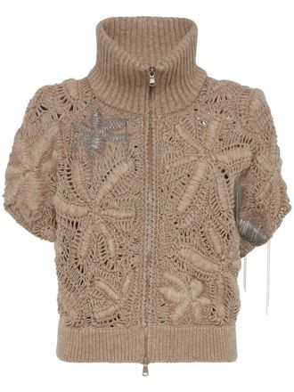 Brunello Cucinelli cashmere cardigan - women - Cashmere - L - Brown