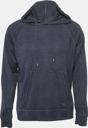 Emporio Armani Navy Blue Checks Jersey Hoodie