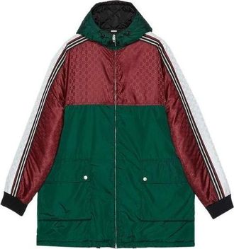 Gucci GG Jacquard Nylon Jacket Green Red 590746-Z4039-6705