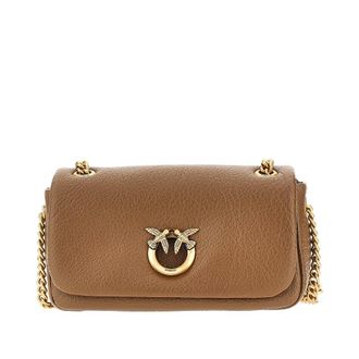 Pinko Pinko - Large Click Soft Horizontale Tas - Dames - Tassen - Bruin - Maat: ONE Size Leer