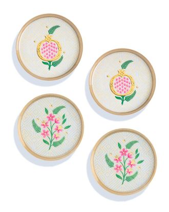 Tiramisu Blush Botanica Gold Foil Coaster Set