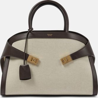 Ferragamo Hug Medium canvas and leather tote bag