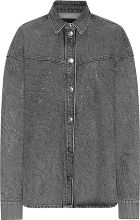 Rotate Rhinestone Denim Shirt - Dames - Spijkeroverhemden - Grijs - S - Denim - Overhemden