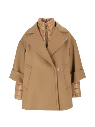 Fay Camel Brown Layered Wool-Blend Coat