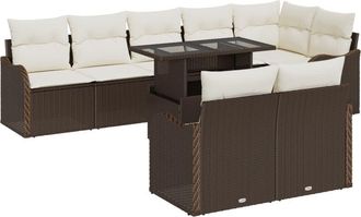 vidaXL Garden Sofa Set with Cushion Manual 9 pcs Brown Poly Rattan vidaXL