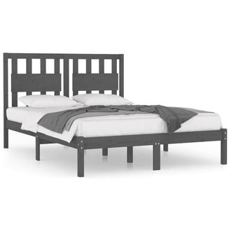 Berkfield Home Bed Frame Grey Solid Wood Pine 200x200 cm