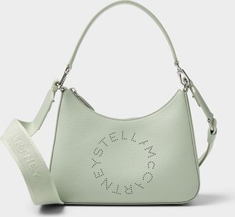 Stella McCartney Womens Perforated logo mint shoulder bag