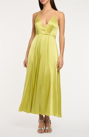 Cinq &agrave; Sept Galina Satin Dress in Green Banana at Nordstrom, Size 10