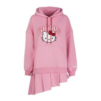 GCDS Gcds, Kleedjes, Dames, Roze, 2Xs, Katoen, Logo Lounge Sweat Dress