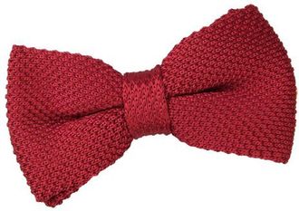 DQT Men Knit Knitted Plain Casual Pre-Tied Bow Tie in Burgundy