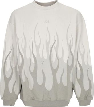 Vision Of Super Flames Crewneck Sweatshirt Lunar Rock - Heren - Sweatshirts - Grijs - XL - Katoen - Hoodies & sweatvesten